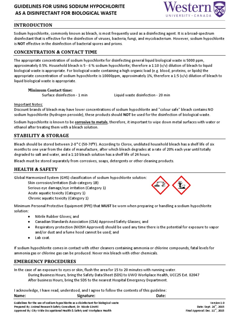 Sodium hypochlorite as a disinfectant pdf bleach disinfectant