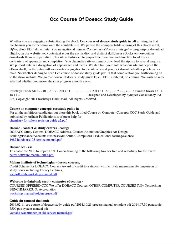CCC Course of Doeacc Study Guide PDF PDF