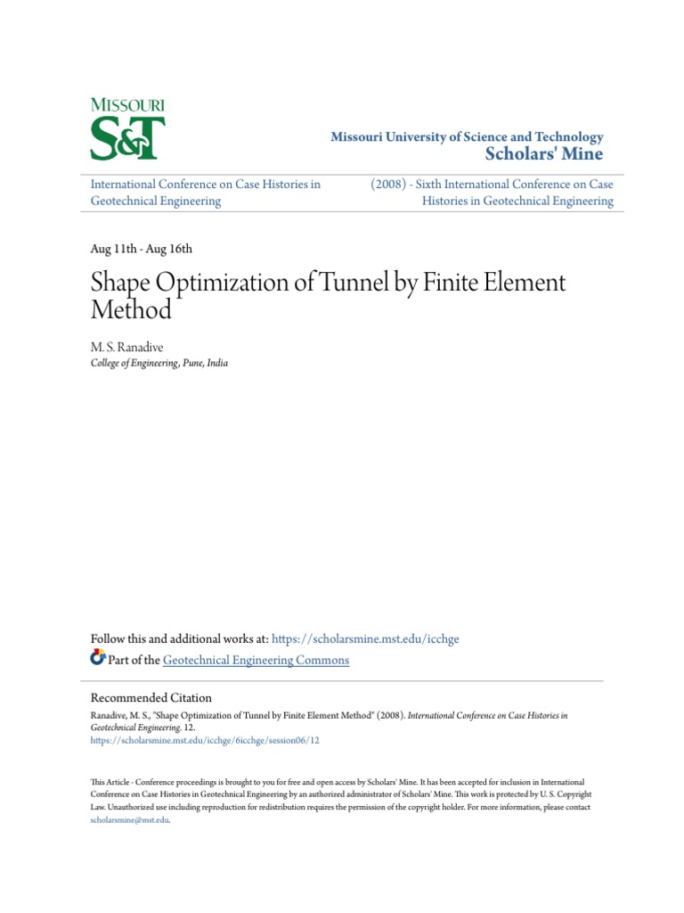 Shape Optimization of Tunnel by Finite Element Method | PDF | Stress ...