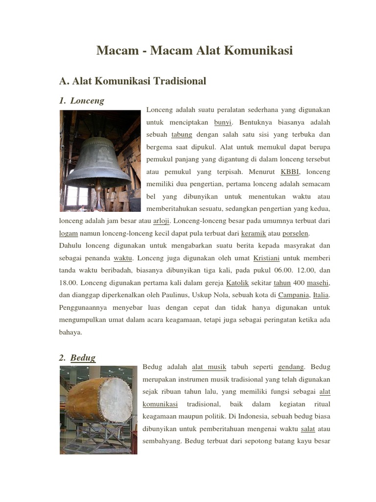 Macam Macam Alat Komunikasi Tradisional Dan Modern