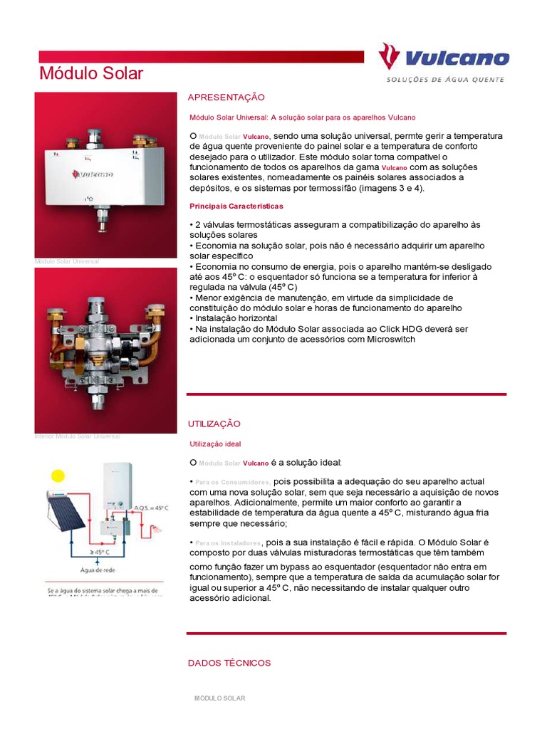 Módulo Solar Vulcano: Solução Universal | PDF | Solução | Temperatura