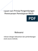 Tujuan Dan Prinsip Pengembangan Perencanaan Pemelajaran PAUD