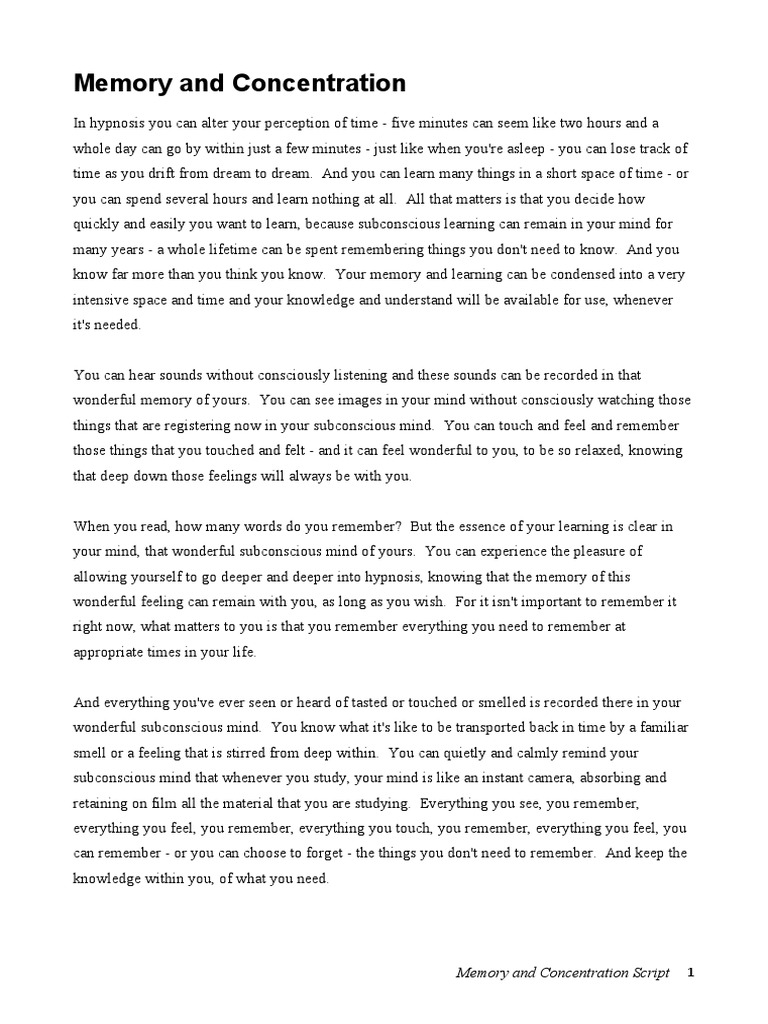 Memory and Concentration | PDF | Memory | Mind