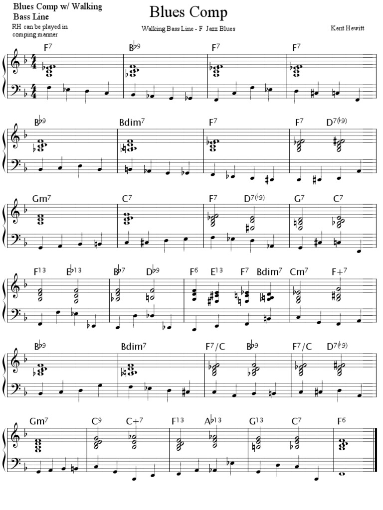 Walking Bass Line - F Jazz Blues HEWITT | PDF | Loisirs ...