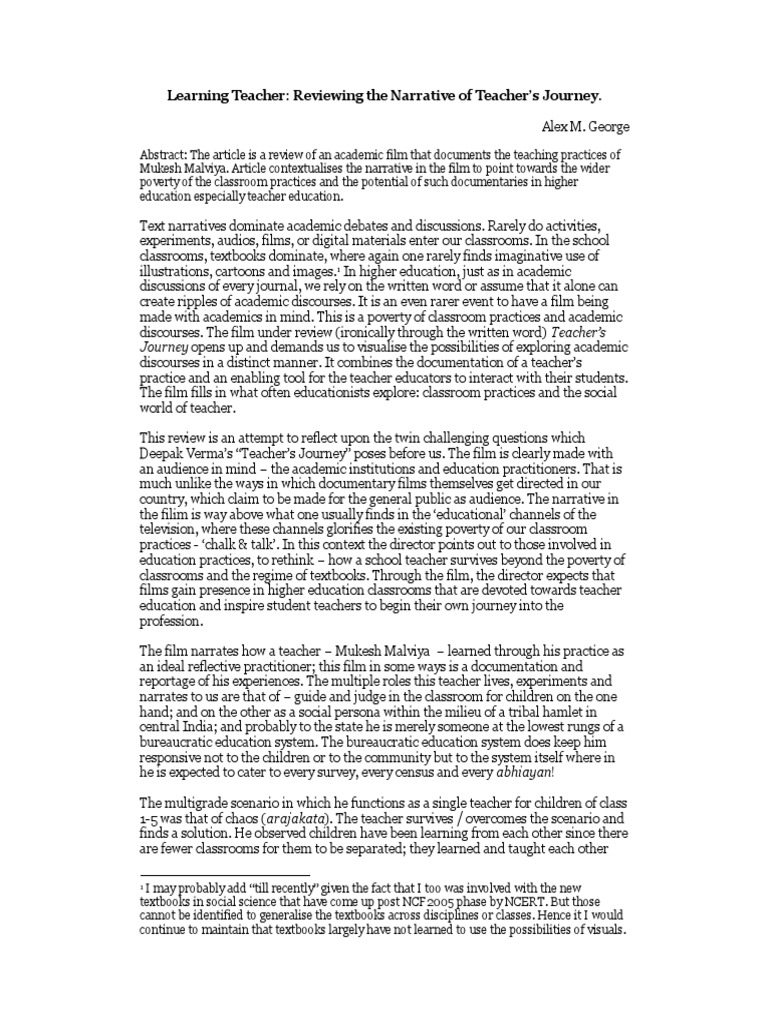 01-04 Teachers Journey PDF | PDF | Teachers | Classroom