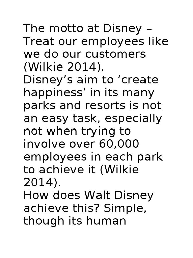 The Motto at Disney | PDF | Human Resource Management | The Walt Disney ...