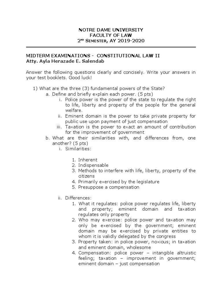 Eminent Domain in Constitutional Law Exam | PDF | Eminent Domain ...