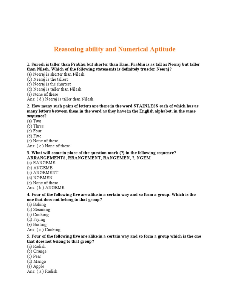 Reasoning Ability and Numerical Aptitude | PDF | Courage
