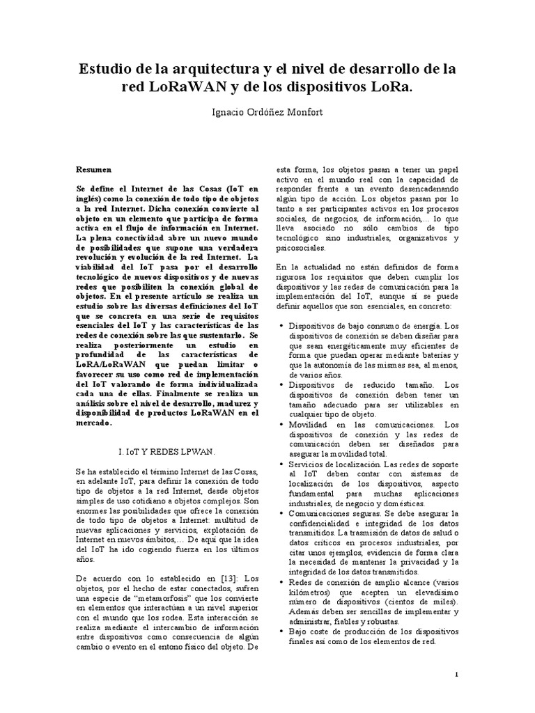 Arquitectura de LoRaWAN en IoT | PDF | Internet de las Cosas | Red de ...