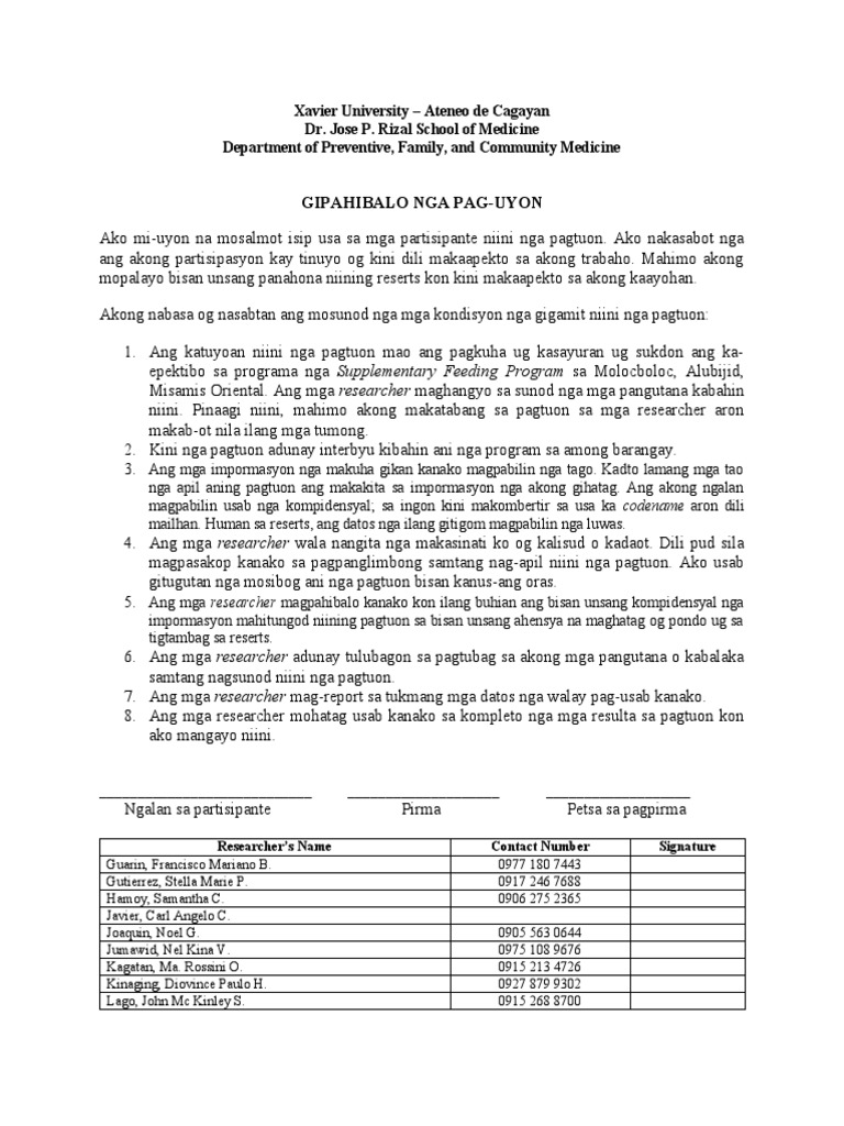 Informed Consent Bisaya | PDF