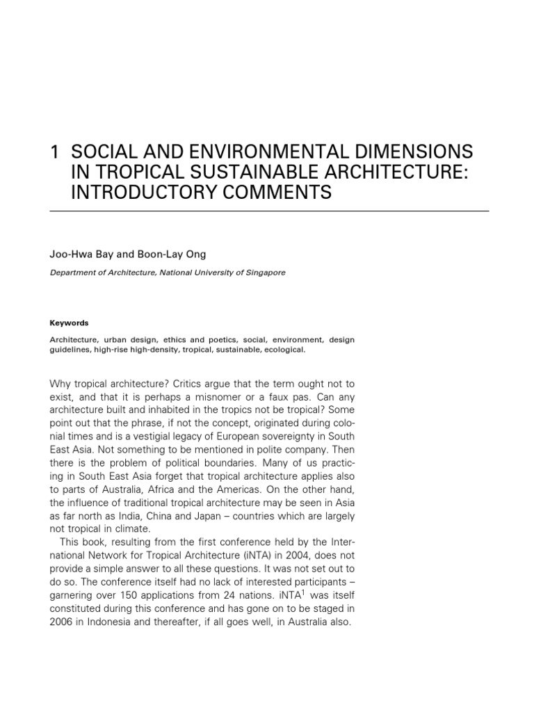 Social and Environmental Aspects of Tropical Architecture | PDF | Green ...