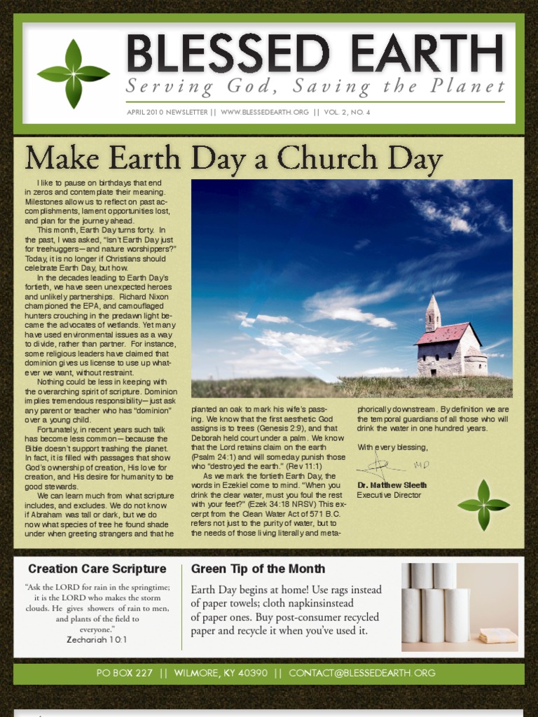 Earth Day: A Christian Perspective | PDF | Creator Deity | Bible