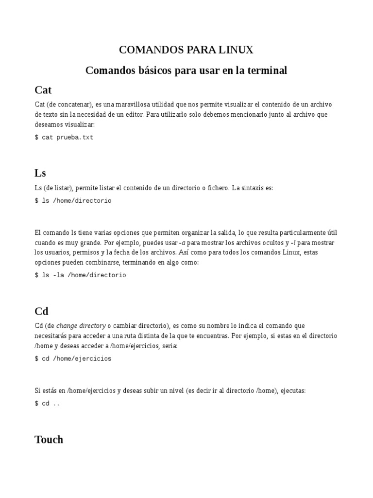 Comandos Básicos de Linux en PDF | PDF | Archivo de computadora ...
