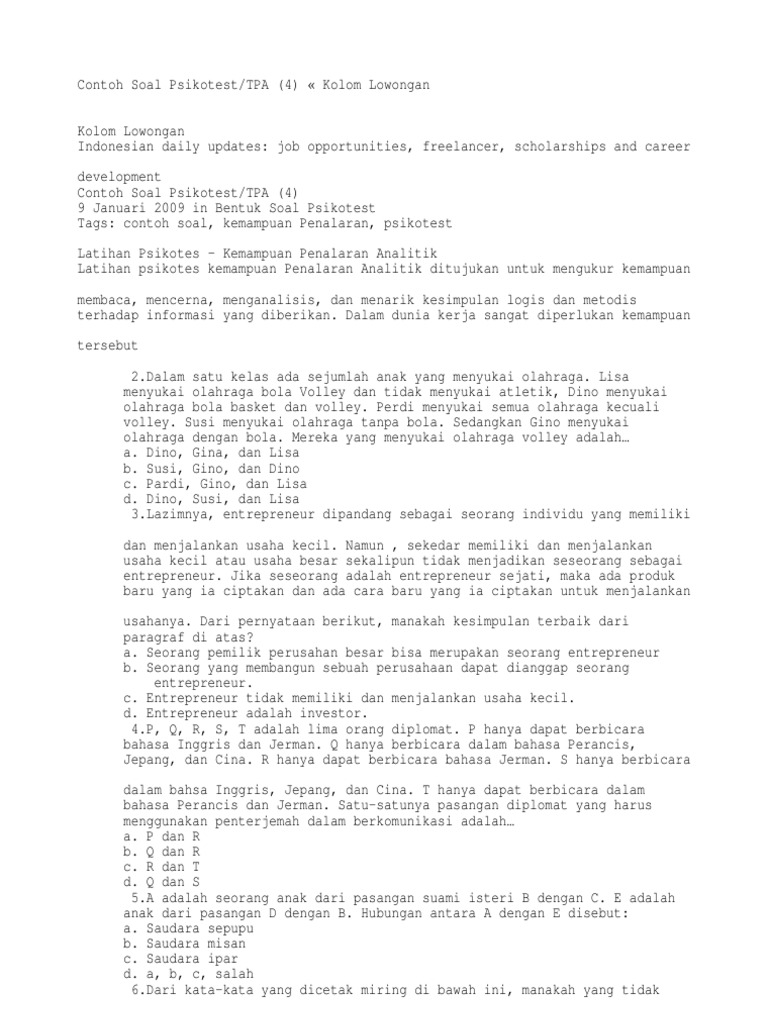 Psikotes Bentuk Cerita