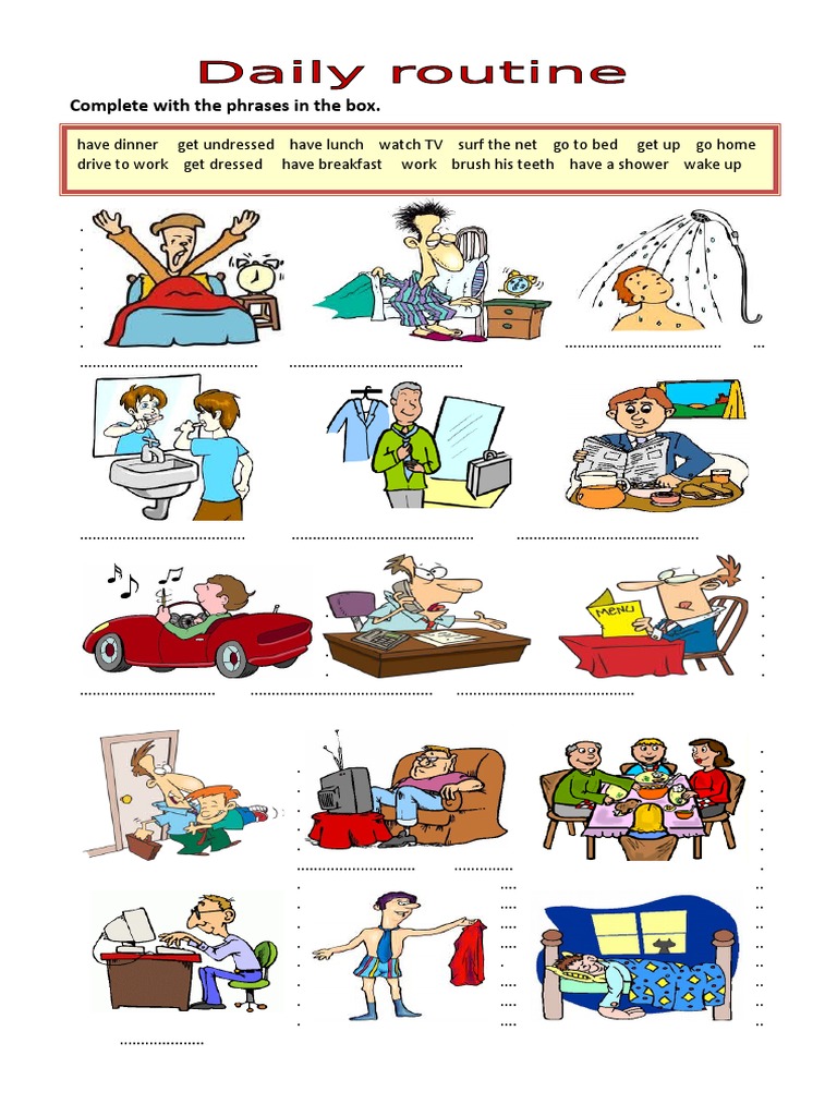 Daily Routine Vocabulary Exercises | PDF | Meal | Eating Behaviors Of ...