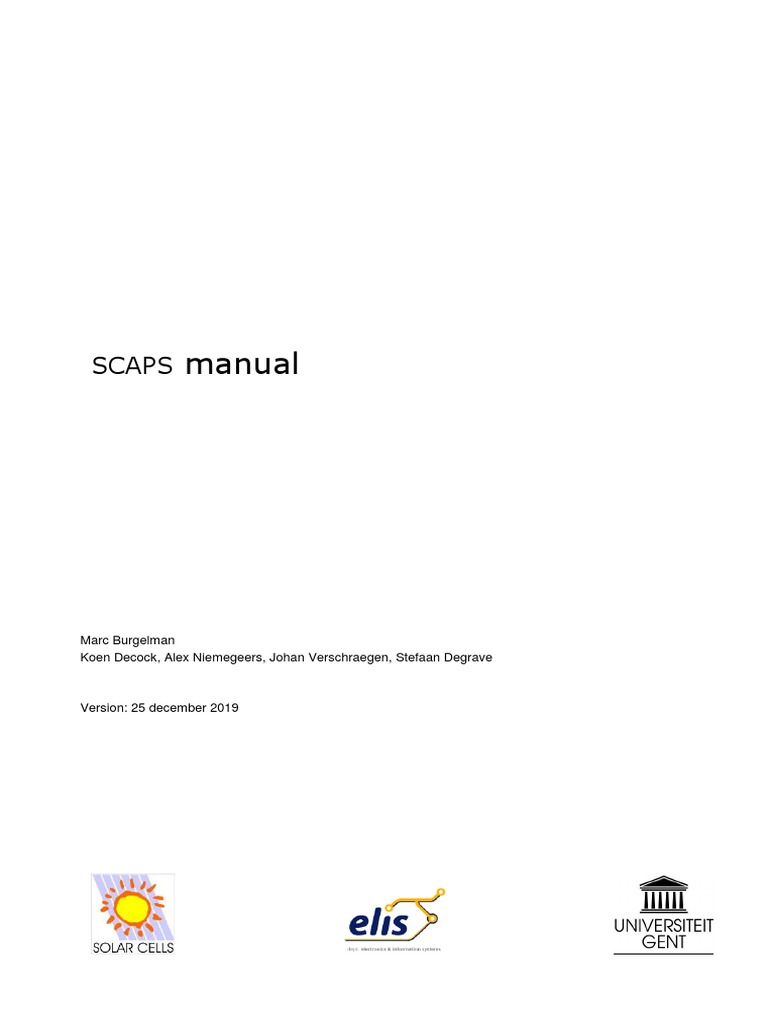 SCAPS Software User Manual | PDF | Solar Cell | Spectrum