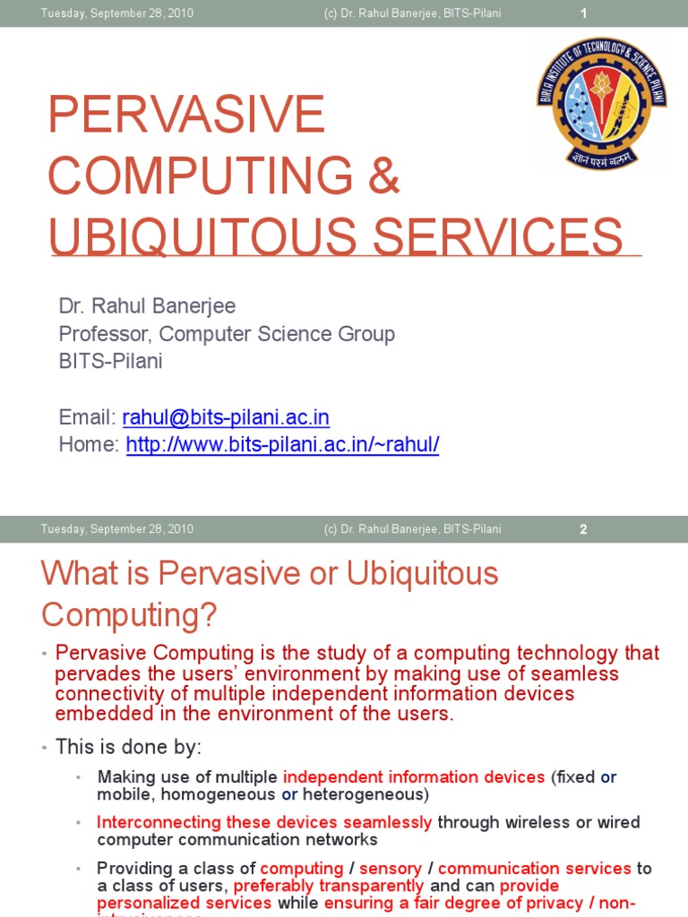 Pervasive Computing Overview and Course | PDF | Computing | Digital ...