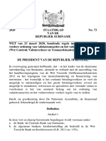 Staatsblad Wet Controle Valutaverkeer en Transactiekantoren - Suriname