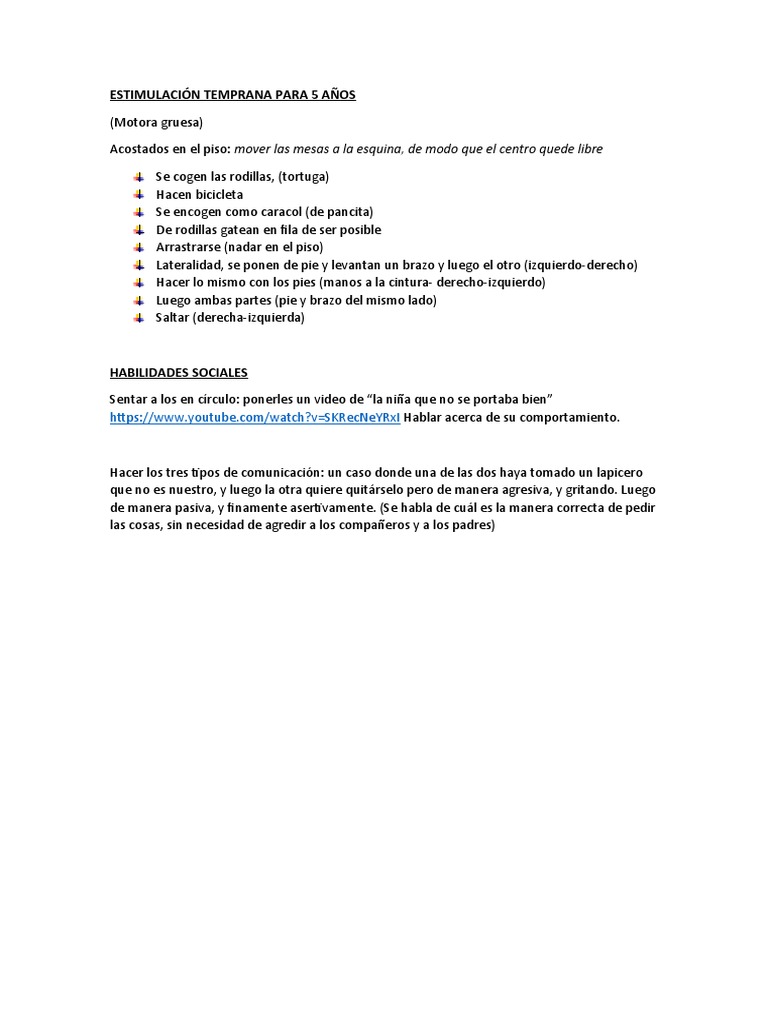 Estimulación Temprana para 5 Años | PDF