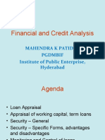 Financial and Credit Analysis: Mahendra K Patidar Pgdmbif Institute of Public Enterprise, Hyderabad