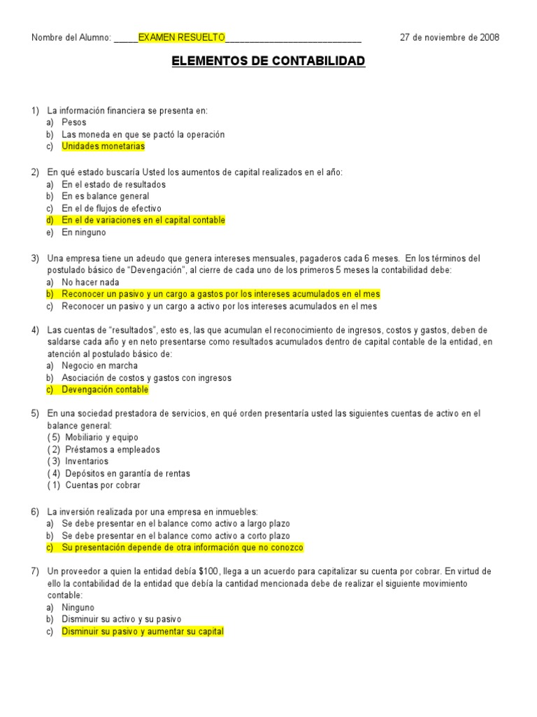 Coro asignar Alboroto Examen Final (Resuelto) | PDF | Contabilidad | Hoja de balance