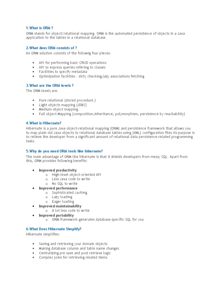 Hibernate ORM Basics and Features | PDF | Spring Framework | Object ...