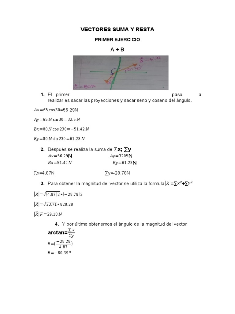 Suma y Resta de Vectores: Ejercicios Resueltos | PDF | Seno | Geometría ...
