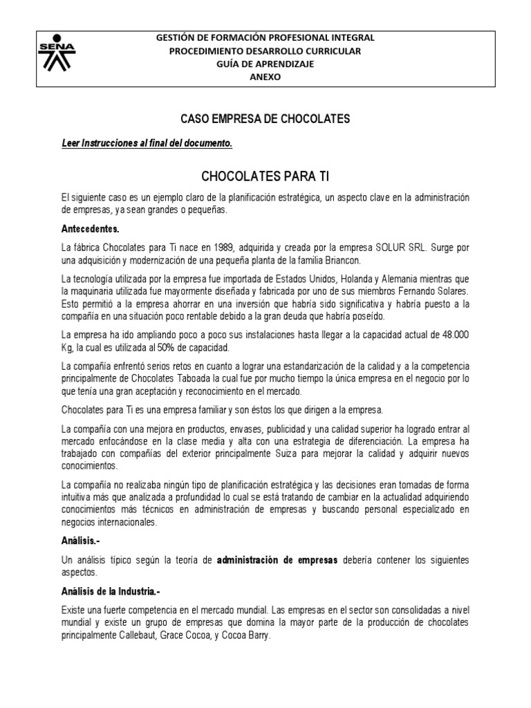 Chocolates Para Ti: Estrategia y Competencia | PDF | Mercado (economía ...