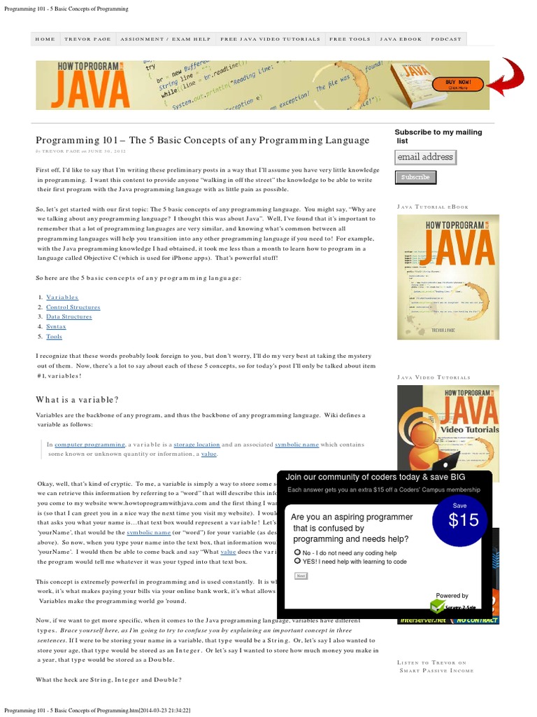 Programming 101 - 5 Basic Concepts of Programming - Trevor Page (2012 ...