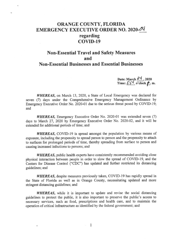 Emergency Executive Order No. 202004!03!2420 PDF Foods Health Care