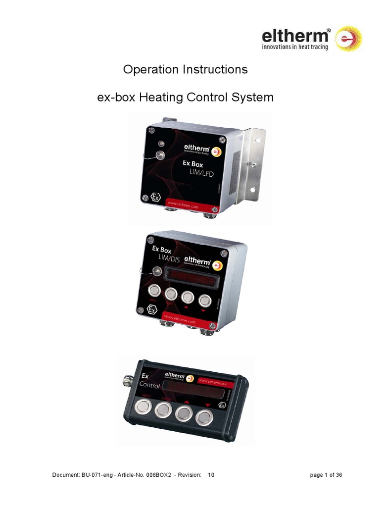 EX Control Hazardous Area Thermostat - EX Box Operating Instructions ...
