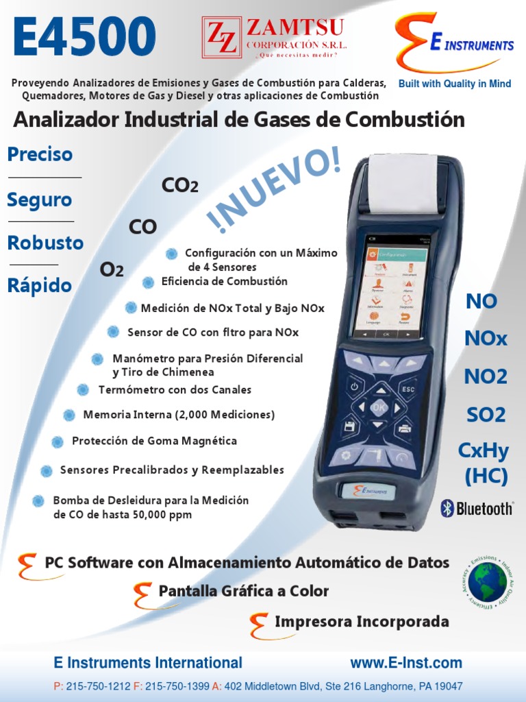 E4500 - Analizador de Emisiones y Gases de Combustión Industrial ...