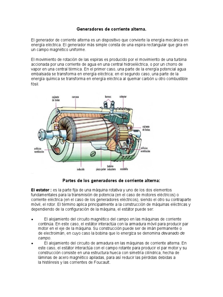 garra cruzar reserva Generadores de Corriente Alterna | PDF | Generador eléctrico | Motor  eléctrico
