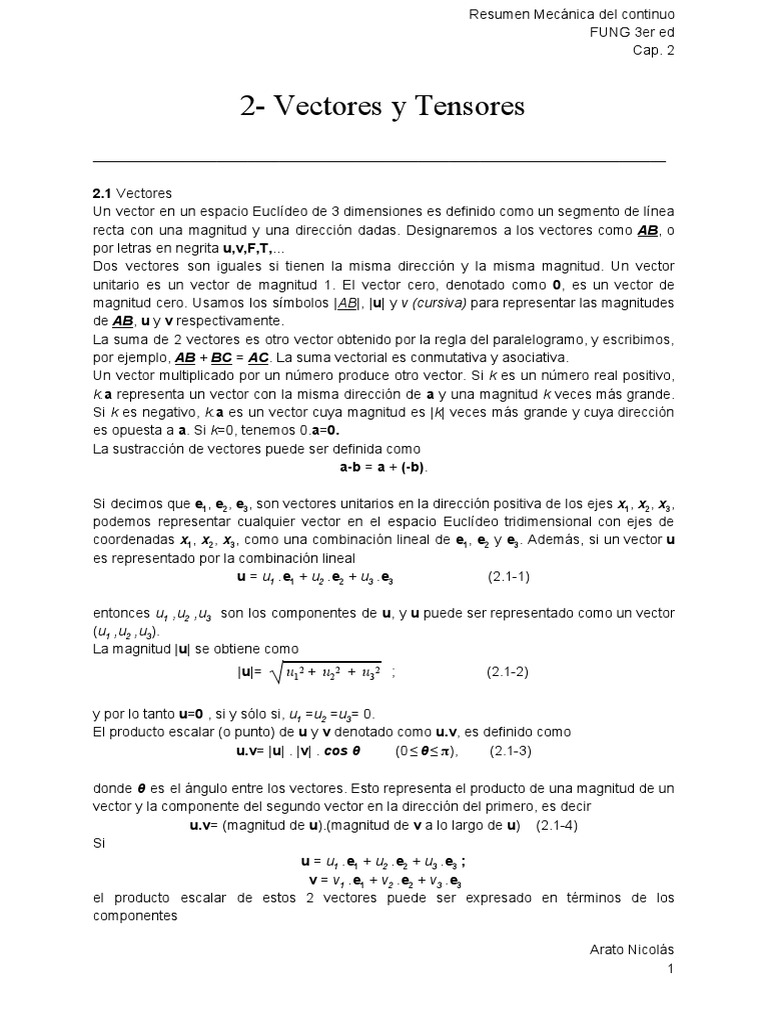 Cap2 Vectores Y Tensores Tensor Vector Euclidiano
