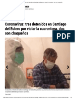 Coronavirus - Tres Detenidos en Santiago Del Estero Por Violar La Cuarentena, Dos Son Chaqueños