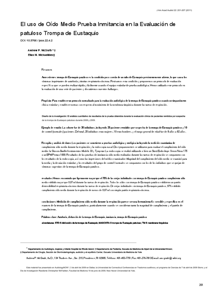 Como Evaluar La Trompa Patulosa Con El Impedanciometro - En.es | PDF ...