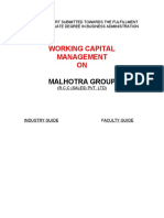Working Capital Management ON: Malhotra Group