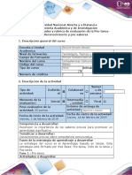 Guía de actividades y Rúbrica de evaluación - Pre-tarea - Reconocimiento y pre-saberes