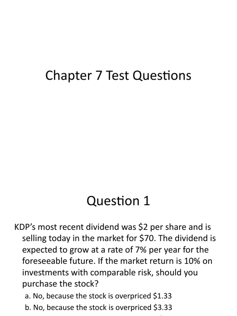 Chapter 7 Test Questions | PDF | Stocks | Dividend