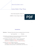The Boolean Model of Type Theory: Advanced Type Systems, Lecture I