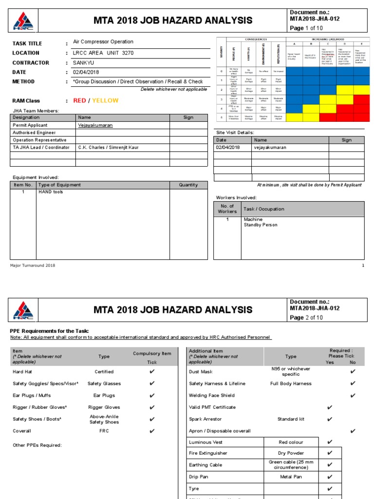 MTA2018JHA012 Air Compressor Operation PDF Vehicles Personal