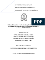 Sistema Informático para La Gestión y Control de La Clínica Veterinaria de Pequeñas Especies de La Universidad de El Salvador SIGESCLIVET