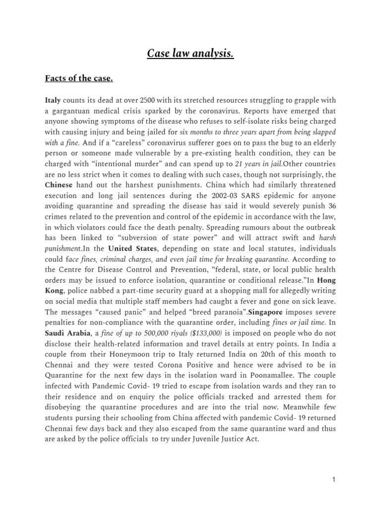 Case Law Analysis PDF | PDF | Quarantine | Crime & Violence