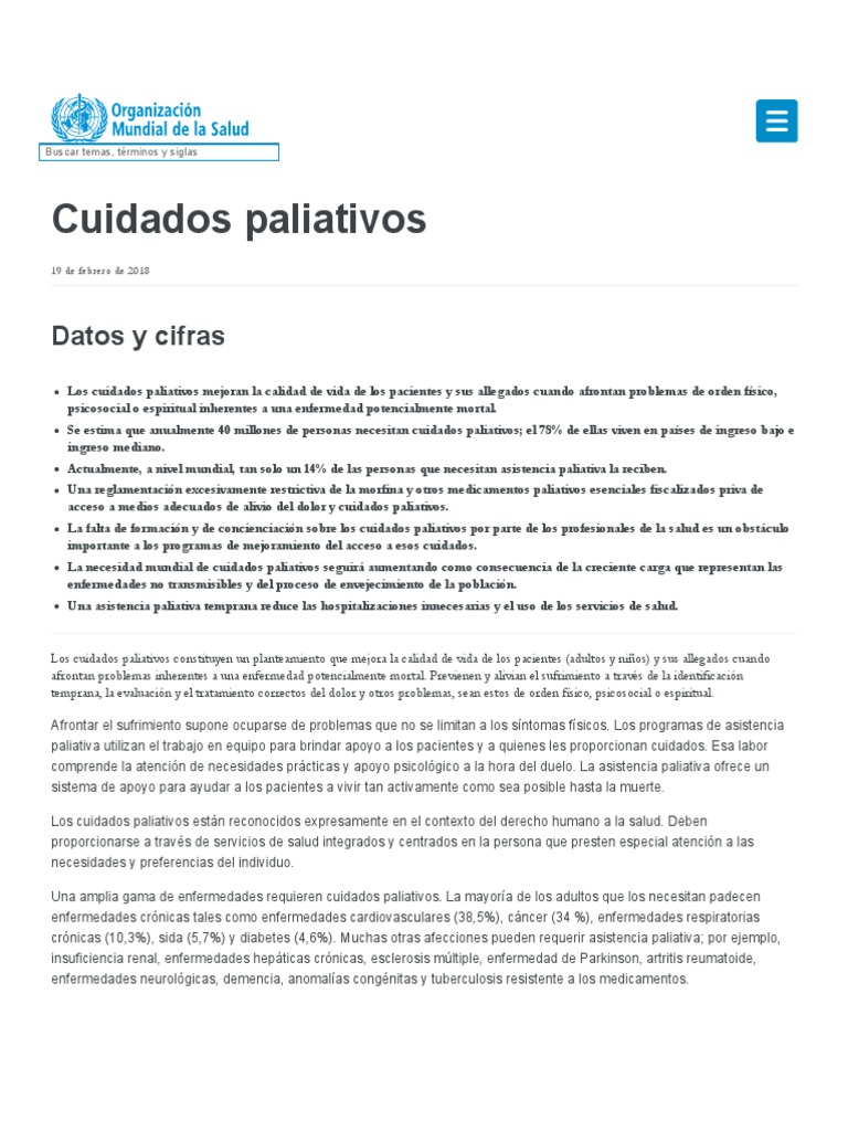 Cuidados Paliativos - OMS | PDF | Sistema de salud | Condicion cronica