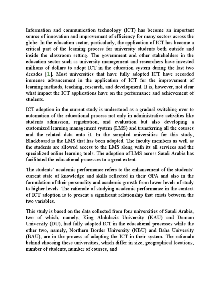 Impact of ICT on Student Performance | PDF | Educational Technology ...