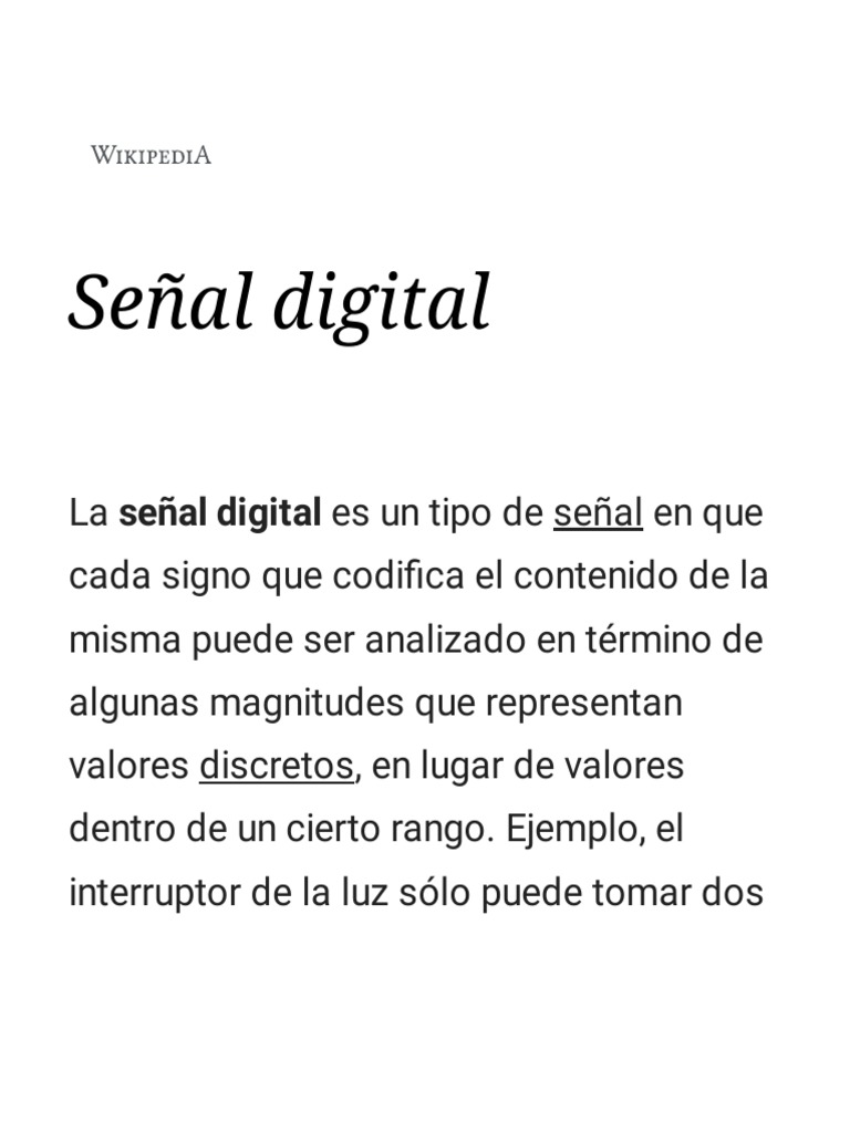 Señal Digital - Wikipedia, La Enciclopedia Libre PDF | PDF | Señal ...