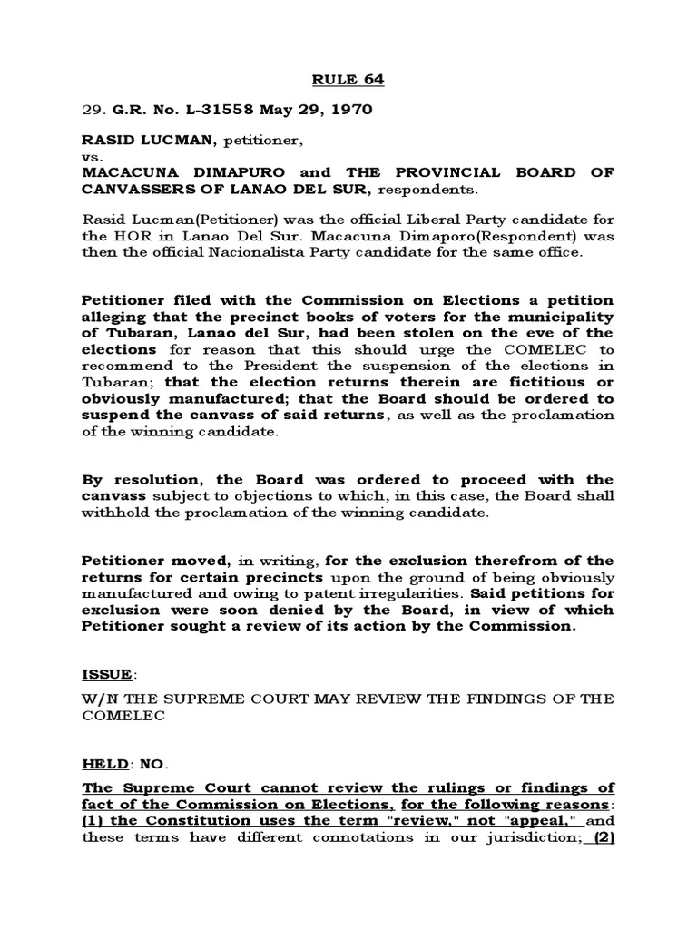 Supreme Court Review on Election Findings | PDF | Certiorari | Jurisdiction