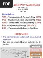Download TR 331  HIGHWAY MATERIALS udsm by BUJULU in share with christian nicolaus mbise by Christian Nicolaus Mbise SN45315408 doc pdf