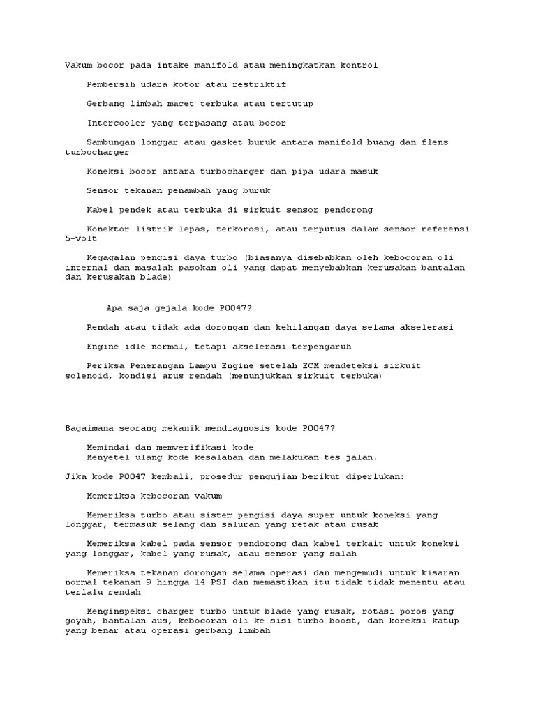 Vakum Bocor Pada Intake Manifold Atau Meningkatkan Kontrol PDF