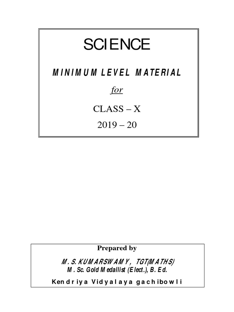 MLL Study Materials Science Class X 2019 20 PDF PDF Oxide Redox